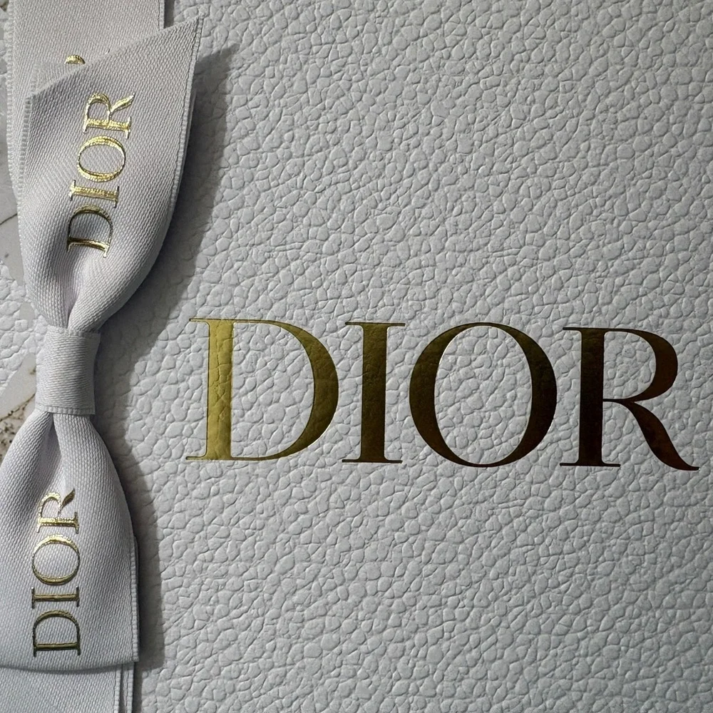 Dior White and Gold Logo Gift Box with Branded Ribbon